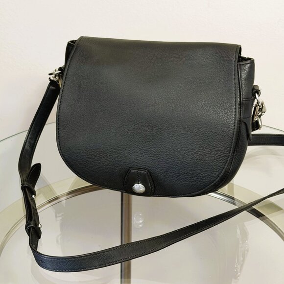 Rag & Bone Black Pebble Leather Flight Saddle Bag w/silver hardware - Picture 3 of 11